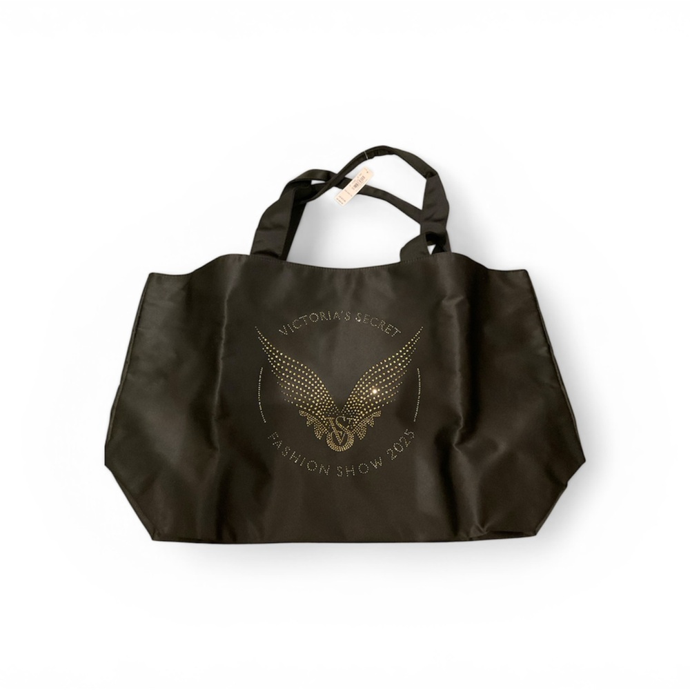 Victoria's Secret Black Tote with Gold Studded Wing Emblem